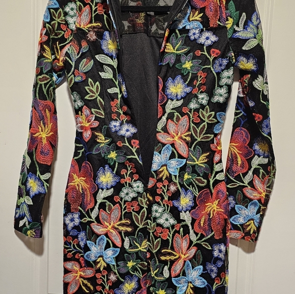 Floral Embroidered Black Dress - Picture 5 of 5